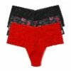 HANKY PANKY 3 Pack Printed Retro Lace Thong Am I Dreaming -HANKY PANKY Shop Hanky Panky 3 Pack Printed Retro Lace Thong Am I Dreaming REDAM I DREAMINGBLACK View 1