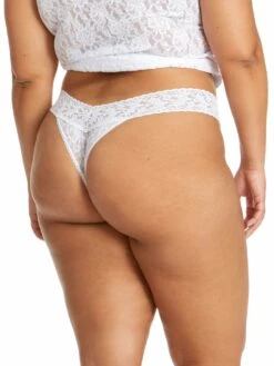 HANKY PANKY Plus Size Signature Lace Original Rise Thong White -HANKY PANKY Shop Hanky Panky Plus Size Signature Lace Original Rise Thong White View 3