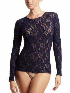 HANKY PANKY Signature Lace Long Sleeve Top Navy -HANKY PANKY Shop Hanky Panky Signature Lace Long Sleeve Top Navy View 5